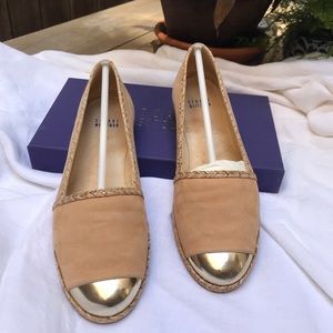 Stuart Weitzman Nubuck Cap Toe Espadrille Flats Beige Sz 9